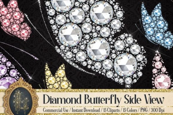 Download Diamond Butterfly Side View Clip Arts - Premium Resources