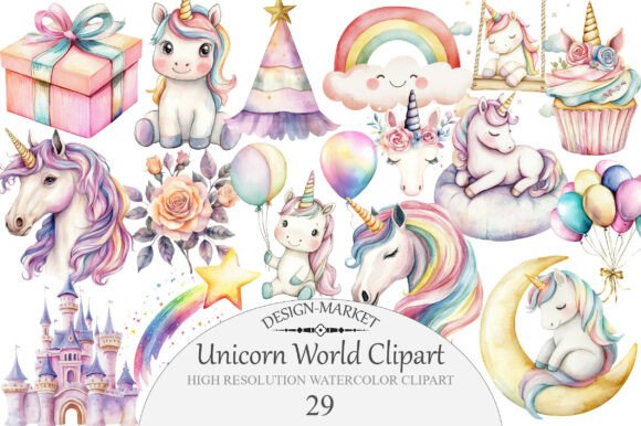 Download Watercolor Unicorn World Clipart - Premium Resources